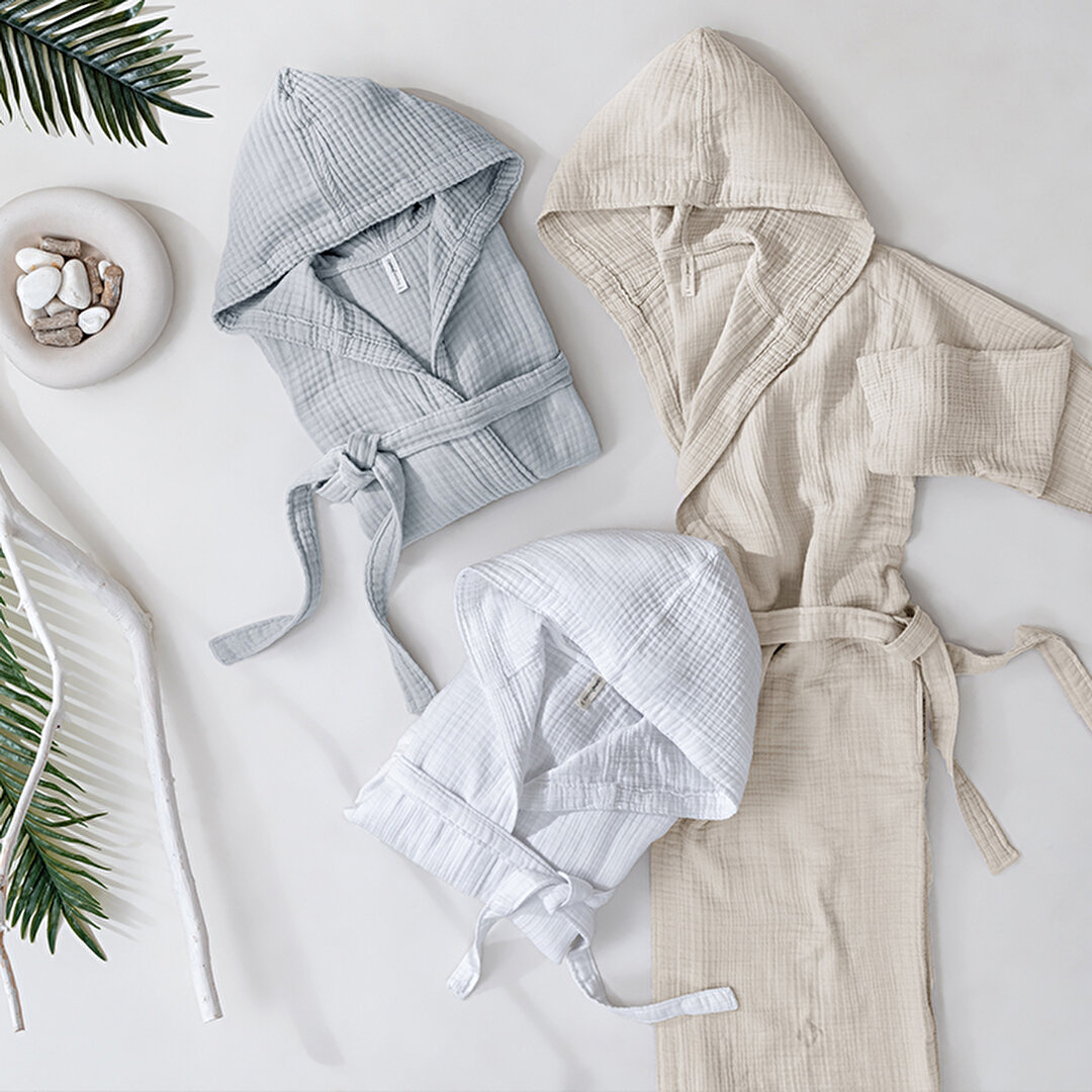 Ernesta L/XL Müslin Bornoz, L/XL Beyaz | Yataş Bedding