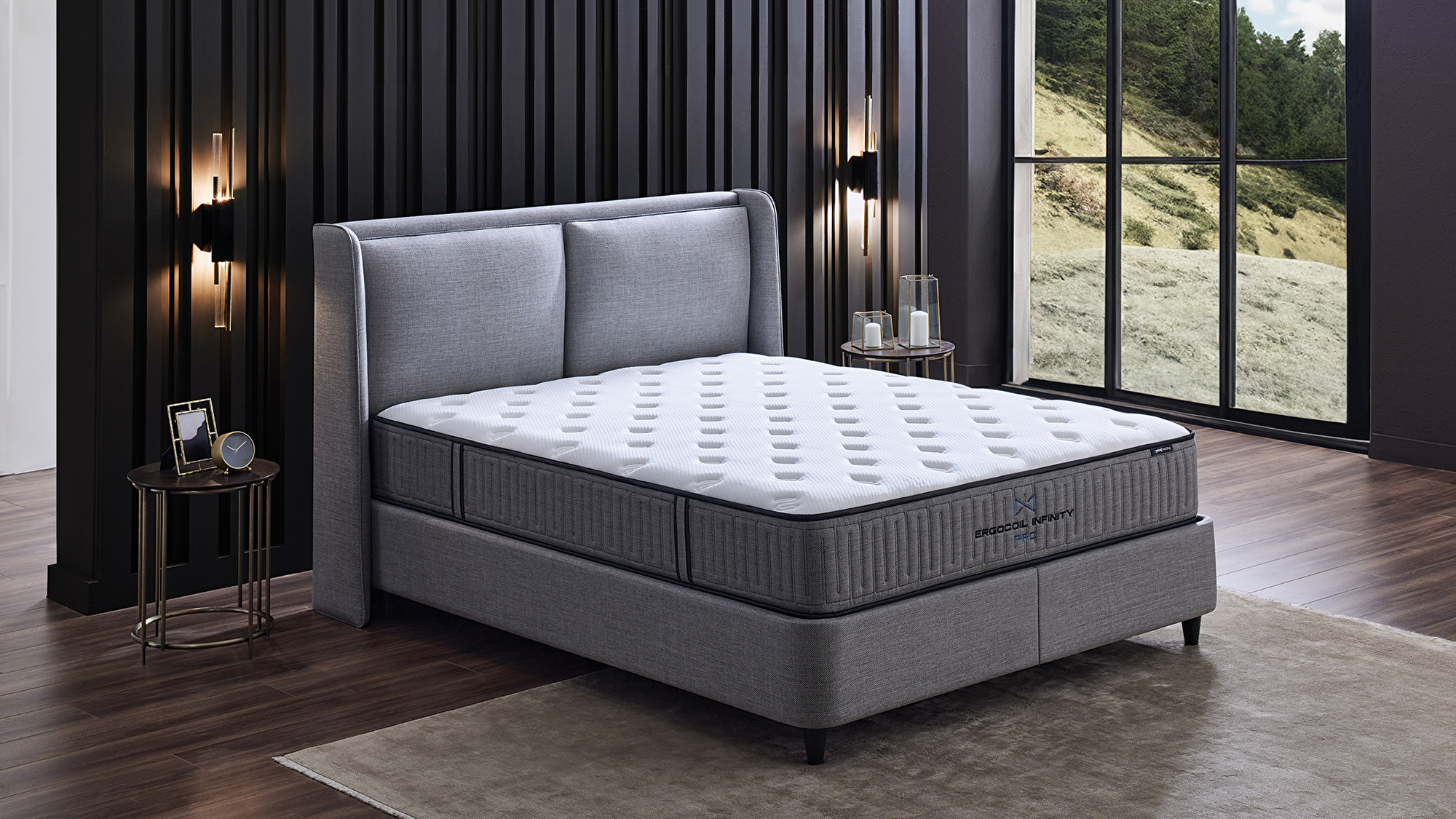 Opvallende elegantie: set met Ergocoil Infinity Pro matras, Canto boxspring en Infinity Pro hoofdbord