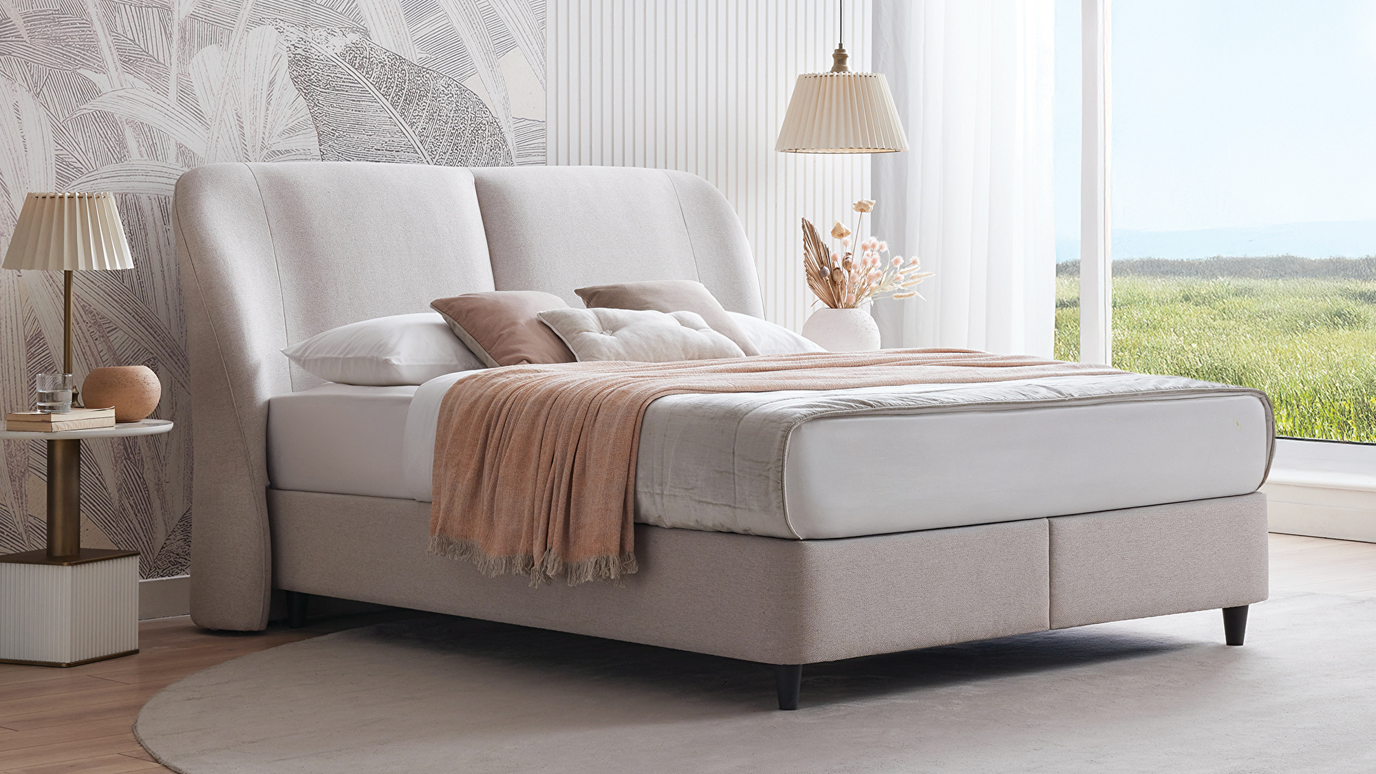 De New Lotto boxspring met een elegante uitstraling door zijn ronde lijnen