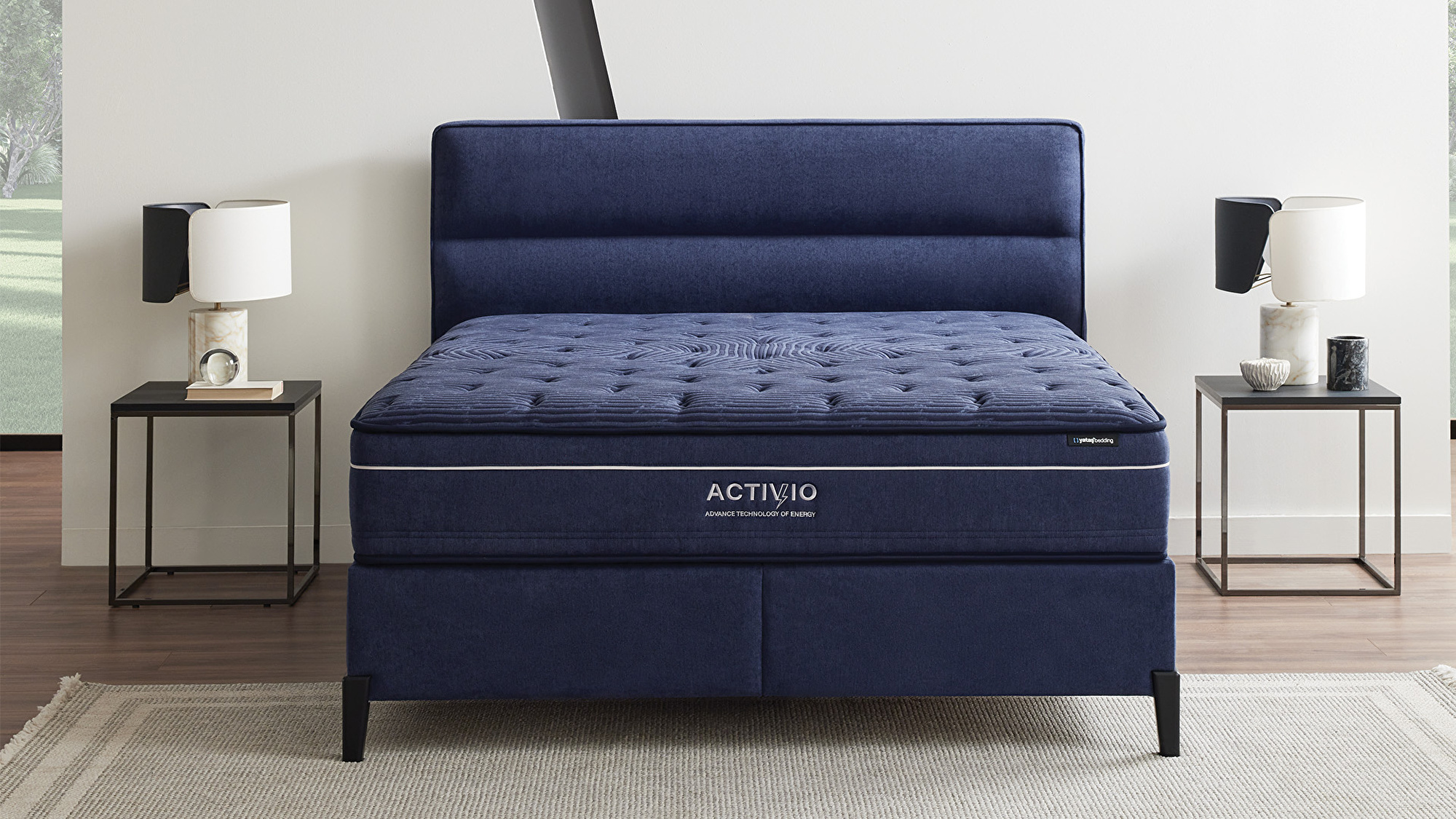 Set met Activio matras, New Lento boxspring en Activio hoofdbord met verlichting