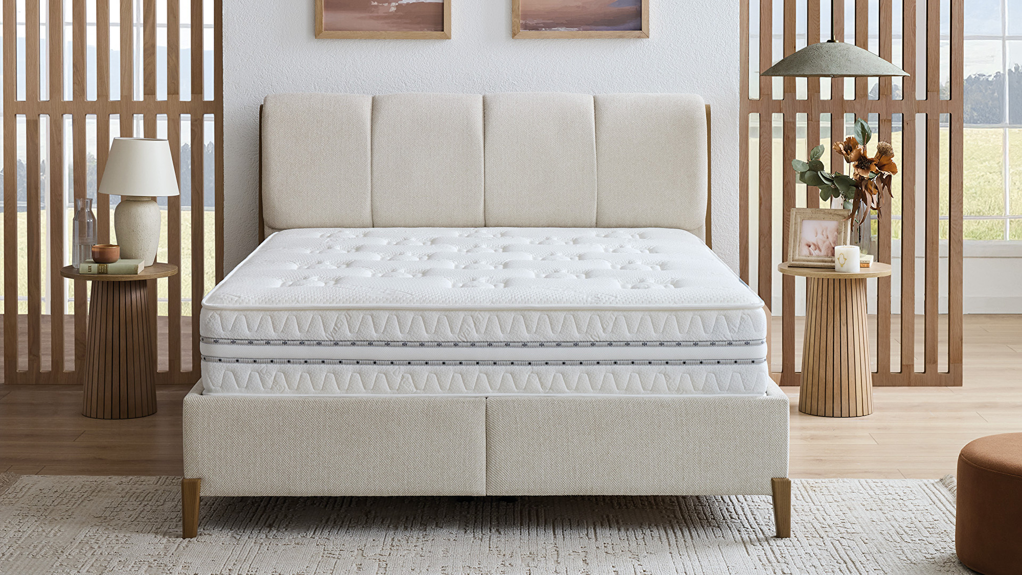 Set met Prestige Prime matras, Ergonomic Air boxspring en Bohemmia hoofdbord