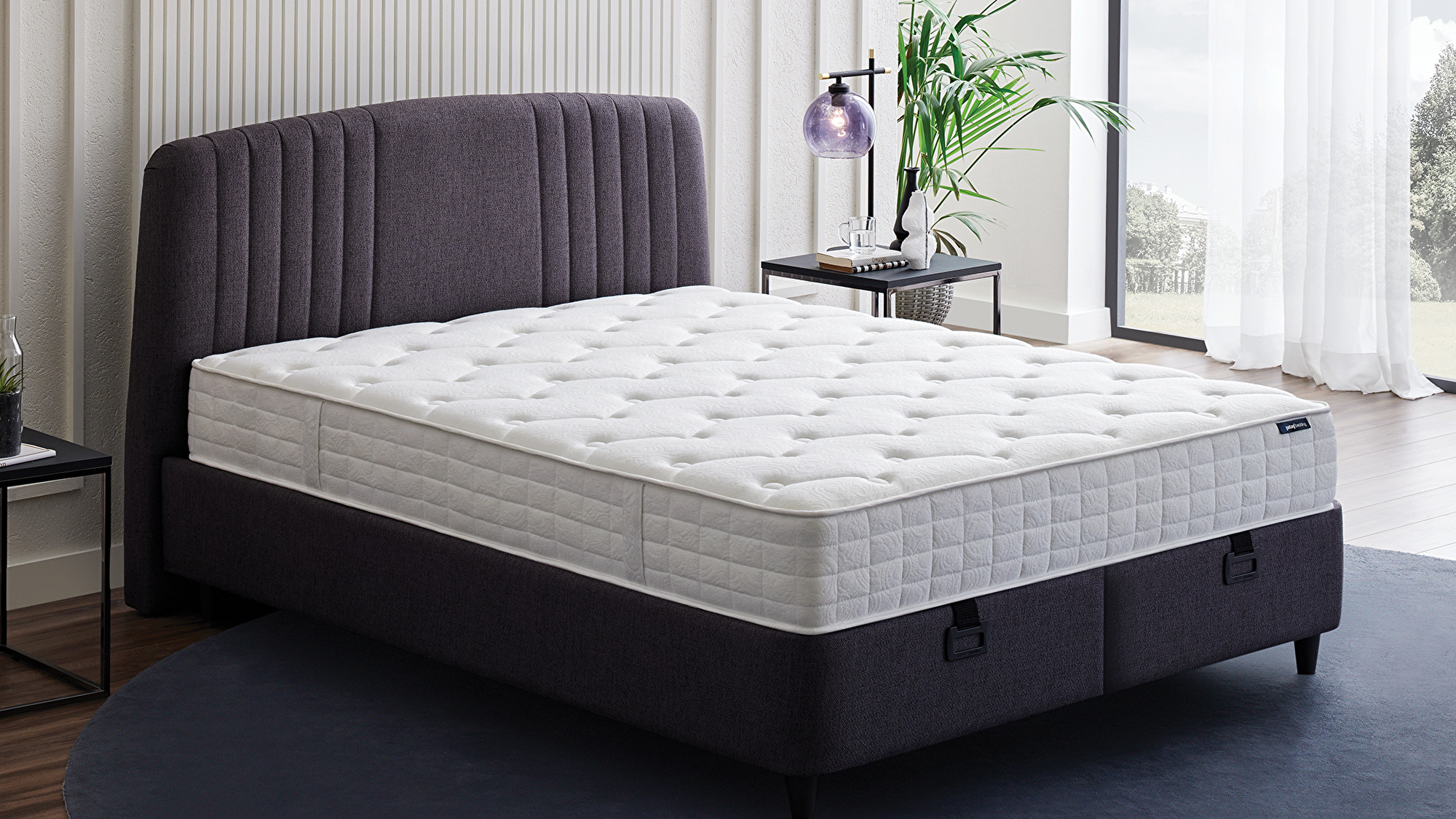 Set met Silver Therapy matras, Canto boxspring en Silver hoofdbord