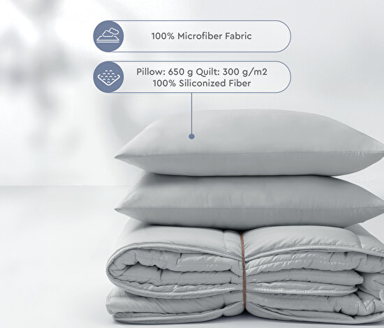 Macaron - Gray Quilt & Pillow Set