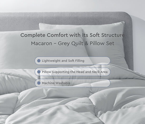 Macaron - Gray Quilt & Pillow Set