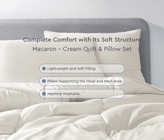 Macaron - Cream Quilt & Pillow Set