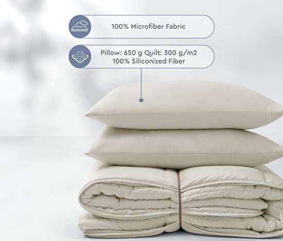 Macaron - Cream Quilt & Pillow Set