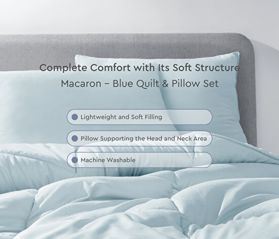 Macaron - Blue Quilt & Pillow Set