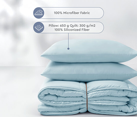 Macaron - Blue Quilt & Pillow Set