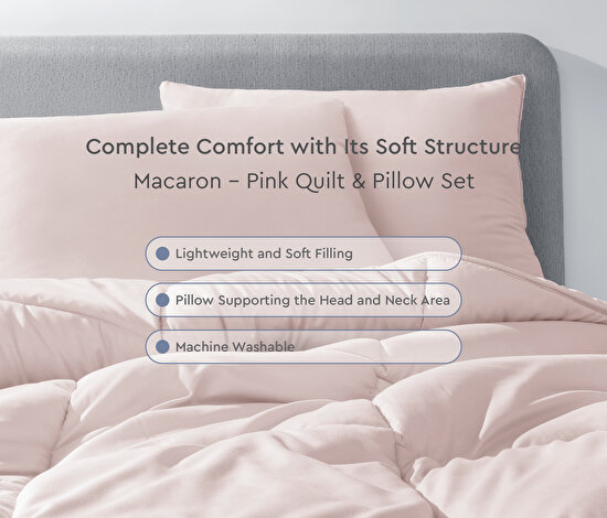 Macaron - Pink Quilt & Pillow Set
