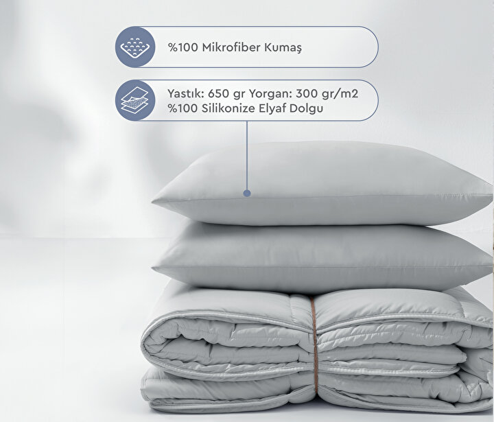 Macaron - Grey Quilt & Pillow Set