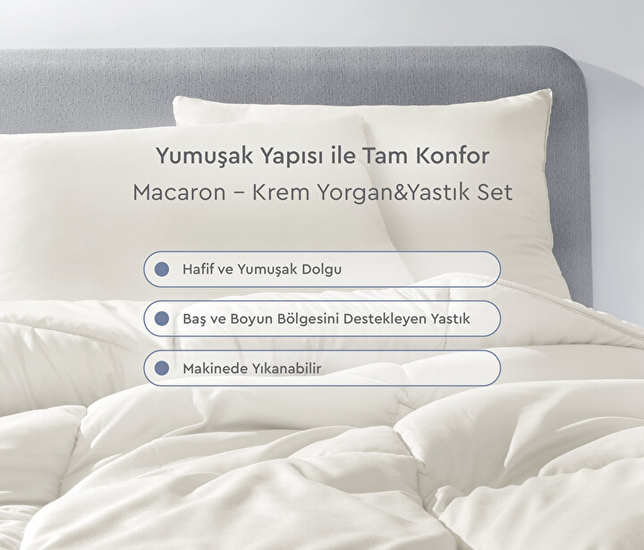 Macaron - Cream Quilt & Pillow Set